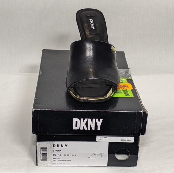 NEW DKNY Womens Bronx Open Toe Fashion Pump Heeled Sandal Black Sz 7.5 - Picture 4 of 12